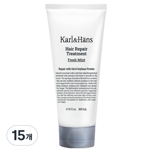 칼앤한스 헤어 리페어 손상모케어 단백질 트리트먼트 프레시민트, 15개, 200ml