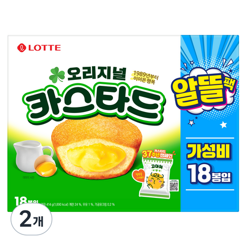 롯데카스타드 오리지널 알뜰팩 18p, 414g, 2개