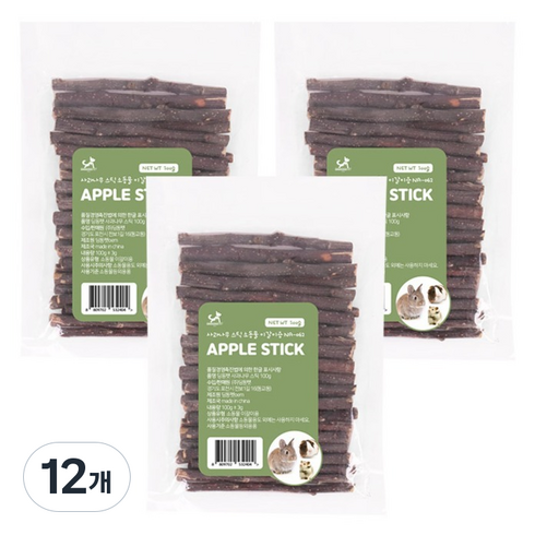 딩동펫 소동물 사과나무 스틱 100g, 12개