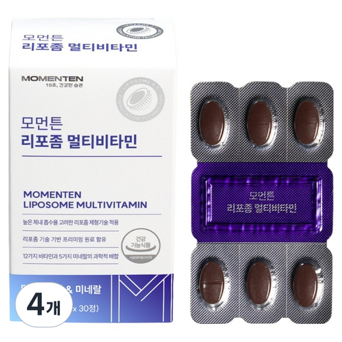 모먼튼 리포좀 멀티비타민 미네랄 33g, 4개, 30정