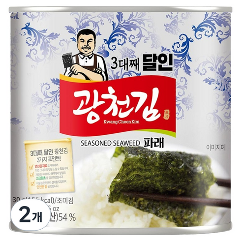 광천김 3대째 달인 파래 캔김, 30g, 2개