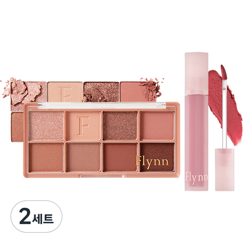 플린 러슬 아이섀도우 팔레트 02 드라이 로즈 + 브리즈 벨벳 틴트 02 딤 로즈 세트, 아이섀도우 팔레트 + 틴트, 2세트