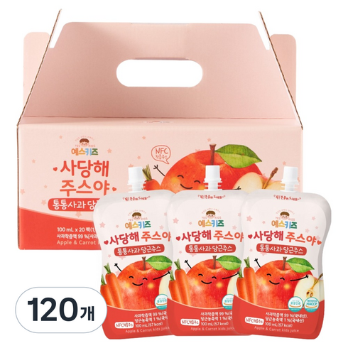 유기농마루 예스키즈 사당해주스야 통통사과 당근주스, 100ml, 120개