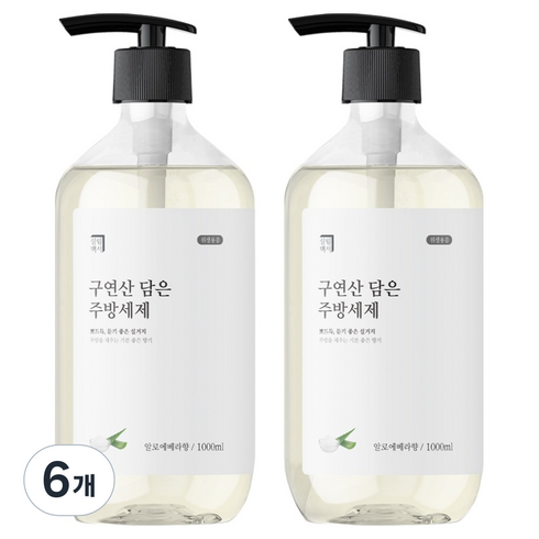 살림백서 구연산 담은 주방세제 알로에베라향, 1L, 6개
