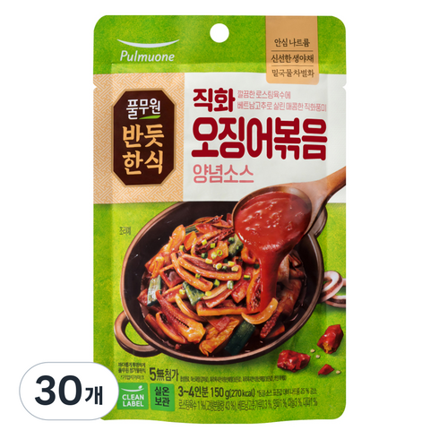 반듯한식 풀무원 직화 오징어볶음 양념소스, 150g, 30개