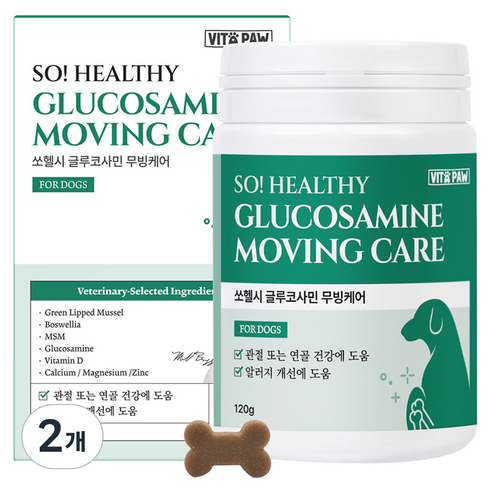 비타파우 강아지 쏘헬시 글루코사민 영양제, 2개, 관절, 120g