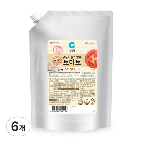 청정원 토마토 스파게티소스, 2kg, 6개