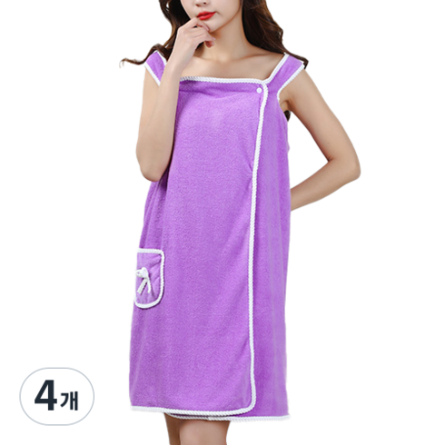 더부들 호텔 샤워 가운 80 x 135 cm, 보라색, 4개