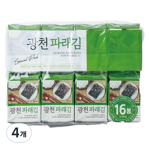 광천 파래김 16p, 64g, 4개