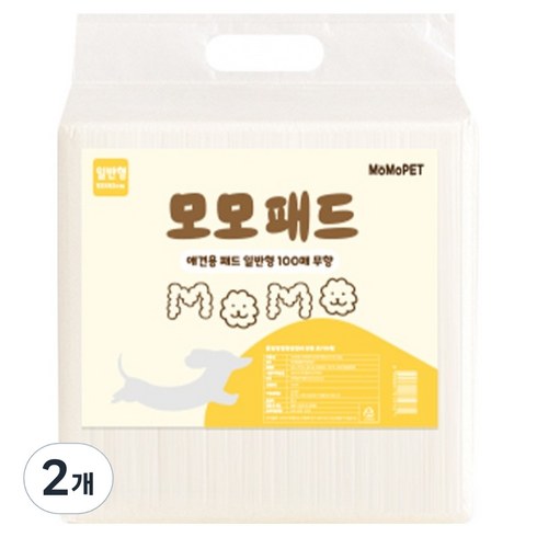 모모펫 강아지 일반형 배변패드 무향, 2개, 100개입