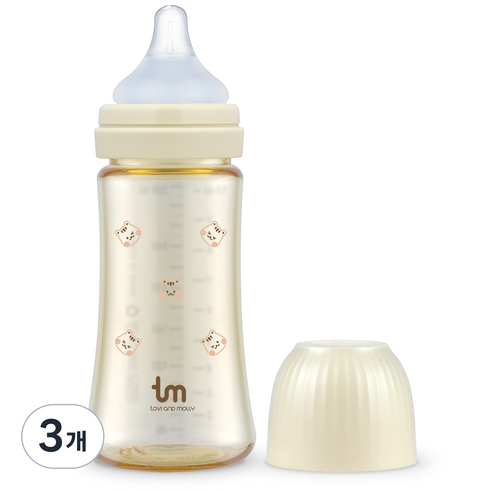 토비앤몰리 돗람이 PPSU 젖병 싱글팩, 바닐라, 280ml, 3개