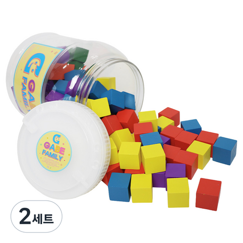 가베가족 칼라쌓기 큰솔 2.5cm 실속형 100p + 통 세트 KS0158, 혼합색상, 2세트