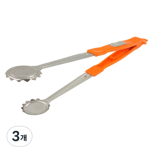 코코렉스 멀티 스텐 캠핑 바베큐 숯 고기 원형악어 잠금 집게, 혼합색상, 3개
