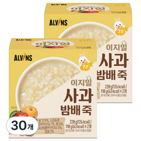 엘빈즈 유아용 이지밀 실온이유식, 사과밤배, 220g, 30개