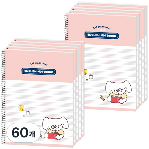 뭉구 1000 보바 스프링 영어노트, 핑크, 60개