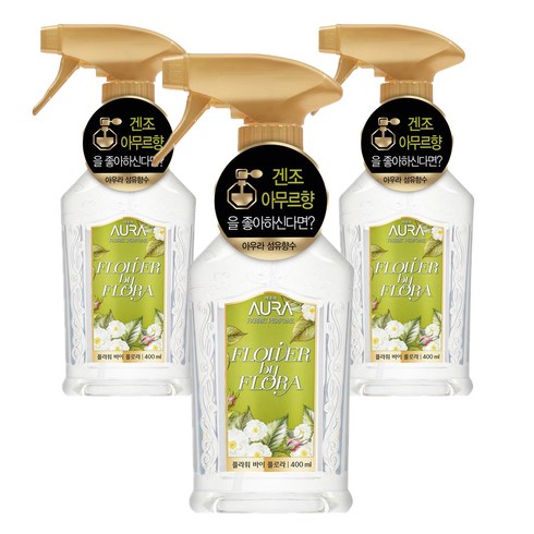 아우라 섬유탈취제, 플라워바이플로라, 400ml, 3개