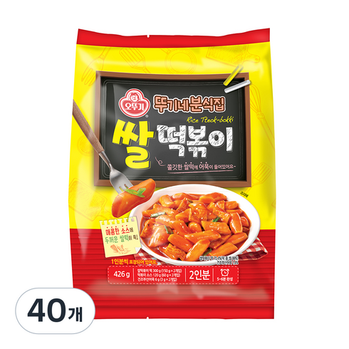 오뚜기 뚜기네분식집 쌀떡볶이, 426g, 40개