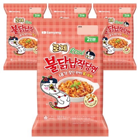 삼양 로제 불닭납작당면, 338.8g, 4개