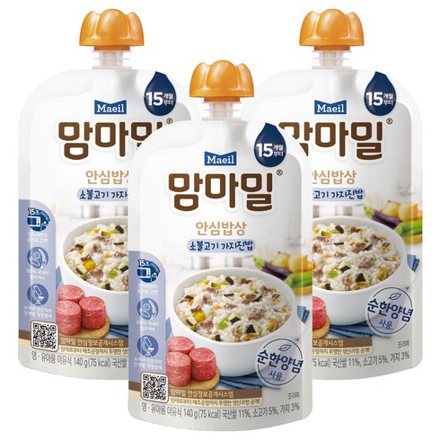 맘마밀 안심밥상 레토르트 이유식, 소불고기 가지진밥, 140g, 3개