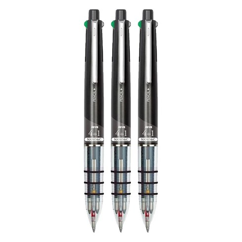 자바펜 나노C 4+1 멀티펜 0.4mm, 블랙, 3개
