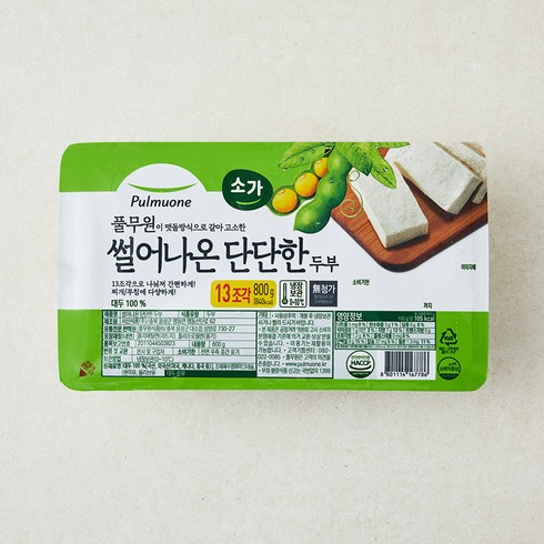 풀무원 소가 썰어나온 단단한 두부, 800g, 1개