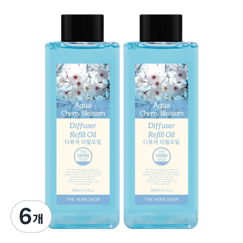 더허브샵 디퓨저 리필오일, 아쿠아체리블라썸, 200ml, 6개