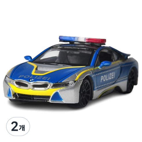 모터맥스 1:43 2018 BMW I8 쿠페 경찰 순찰차 Free Wheel 79483, 혼합색상, 2개