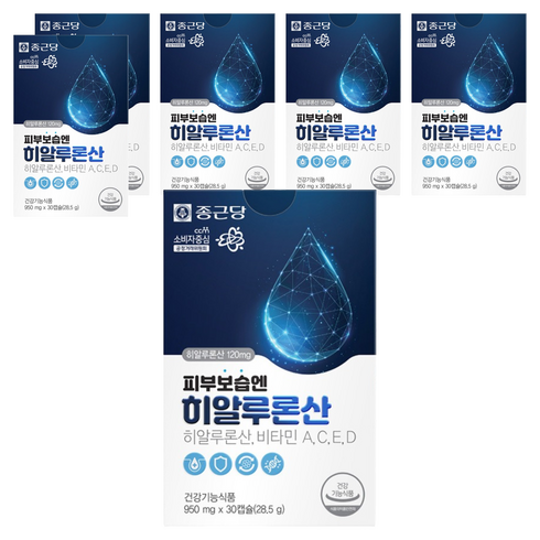 종근당 피부보습엔 히알루론산, 30정, 6개