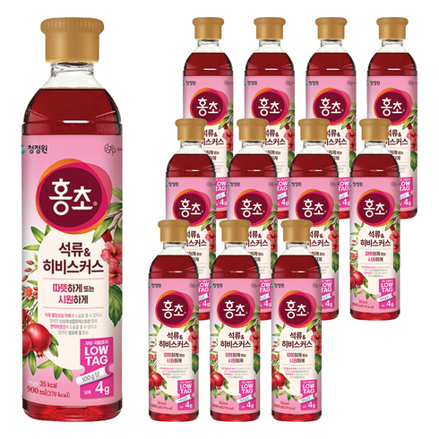 청정원 홍초 저당 석류 앤 히비스커스, 900ml, 12개