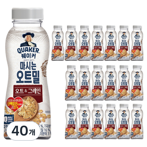 퀘이커 마시는 오트밀 오트&그레인, 50g, 40개