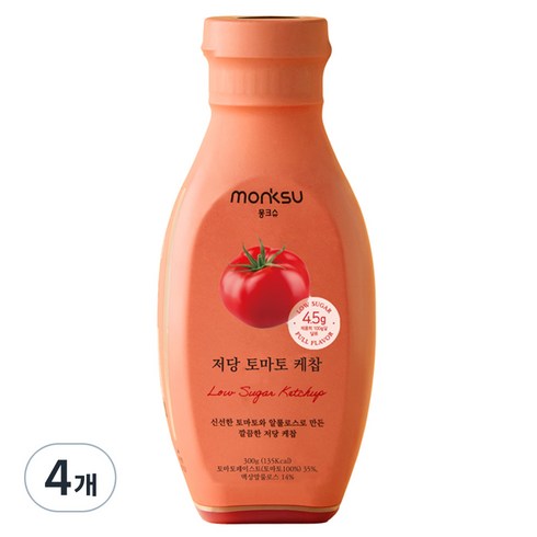 몽크슈 저당 토마토 케찹, 300g, 4개