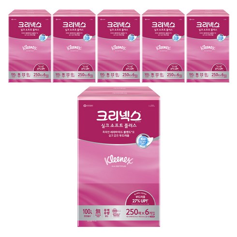 크리넥스 실크소프트 천연펄프 미용티슈 2겹, 250매, 36개