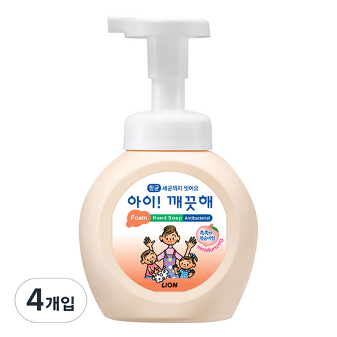 아이깨끗해 항균 폼 핸드솝 복숭아향, 250ml, 4개