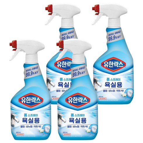 유한락스 욕실청소용 세정제, 600ml, 4개