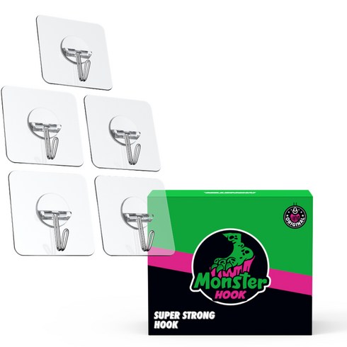몬스터겔 무타공 부착식 후크 5p, 1세트