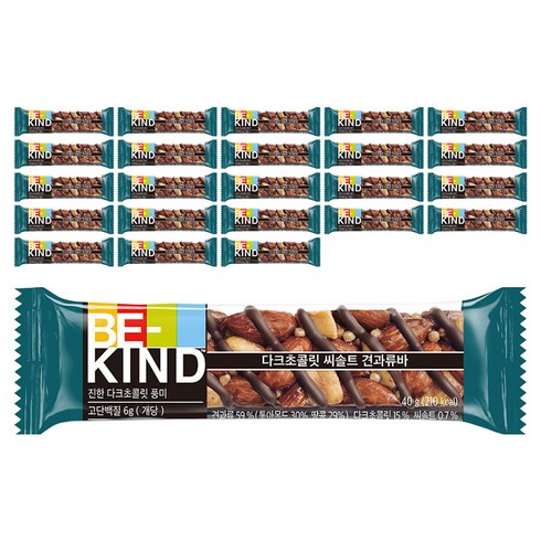 비카인드 다크초콜릿 씨솔트 견과류바, 40g, 24개