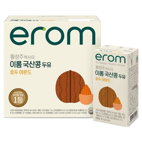 이롬 황성주 박사의 국산콩 두유 호두 아몬드, 190ml, 16개