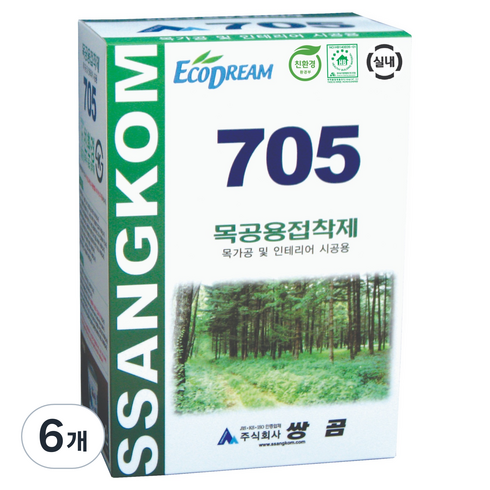 쌍곰 705 목공용 접착제 800g, 6개