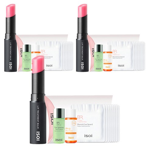 아이소이 립 트리트먼트 밤 + 6종 체험 키트, 베이비핑크, 5g, 3개