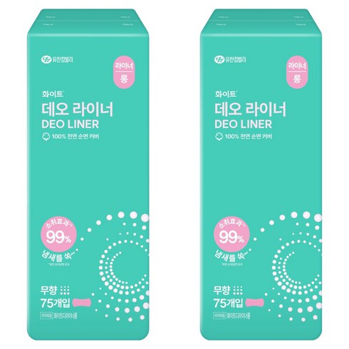 화이트 데오 팬티라이너, 롱, 75개입, 2개