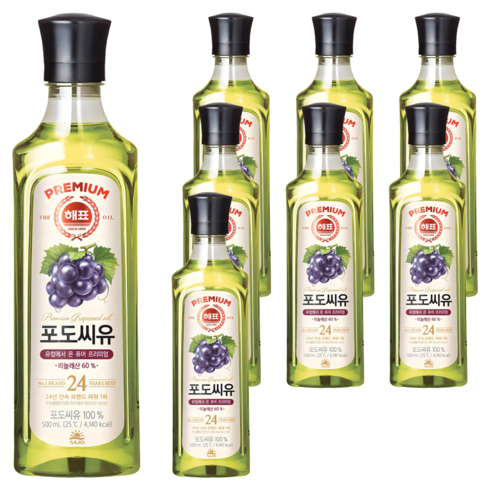 해표 포도씨유, 500ml, 8개