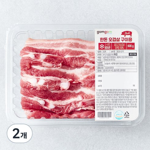 곰곰 한돈 오겹살 구이용 (냉장), 2개, 600g