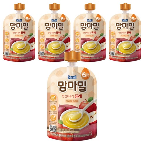 맘마밀 안심 이유식 퓨레 6개월부터, 100g, 5개, 사과와 고구마