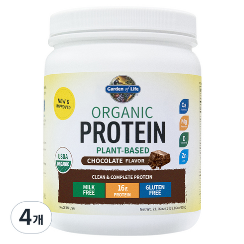 가든오브라이프 유기농 프로틴 초콜릿맛, 600g, 4개