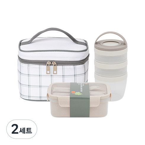 이지앤프리 밀프랩 도시락통 3호 찬합세트 2종 세트, 혼합색상, 2세트