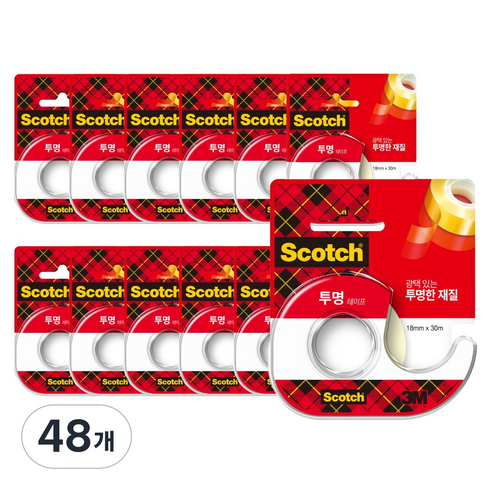 스카치 쓰리엠 투명 테이프 디스펜서 18mm x 30m 583, 48개