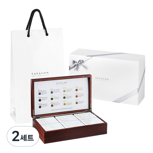 타바론 버라이어티 선물세트 우드 T24, 2세트, 허브차 6종 x 2p + 홍차 4종 x 2p + 녹차 2p + 우롱차 2p + 쇼핑백