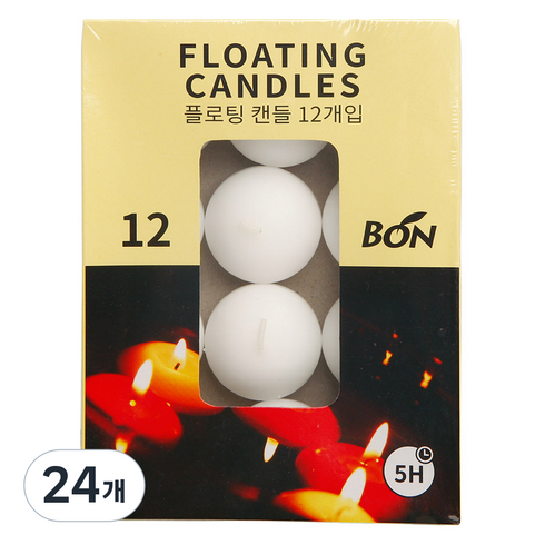 본캔들 5시간연소 플로팅 캔들 흰색, 25g, 24개, 무향
