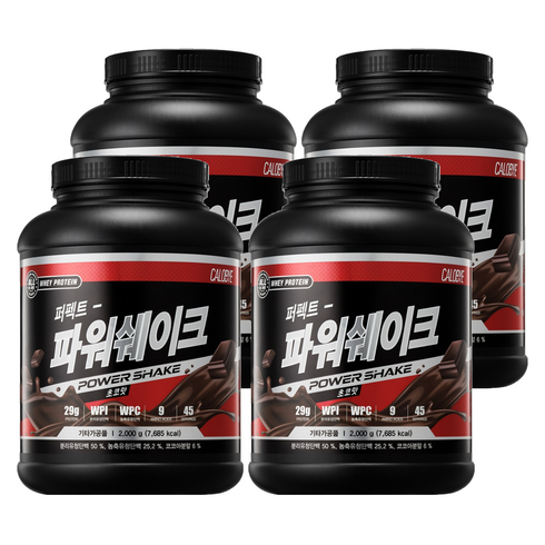 칼로바이 퍼펙트 파워쉐이크 초코맛 단백질보충제, 2kg, 4개