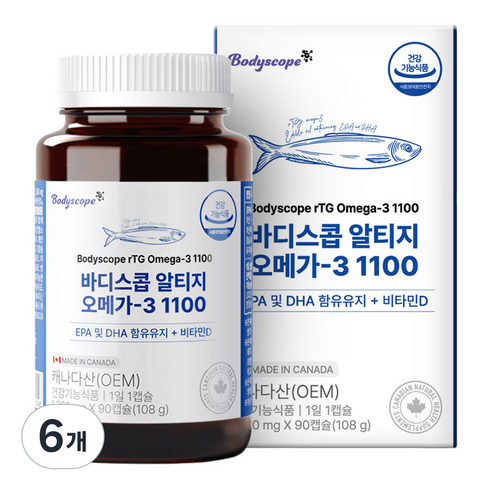 바디스콥 알티지 오메가 3 1100 108g, 90정, 6개